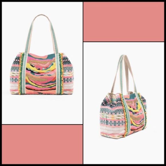 America and Beyond DAPHNE EMBELLISHED MULTI-COLORED HAND BEADED TOTE NWT - Picture 3 of 16